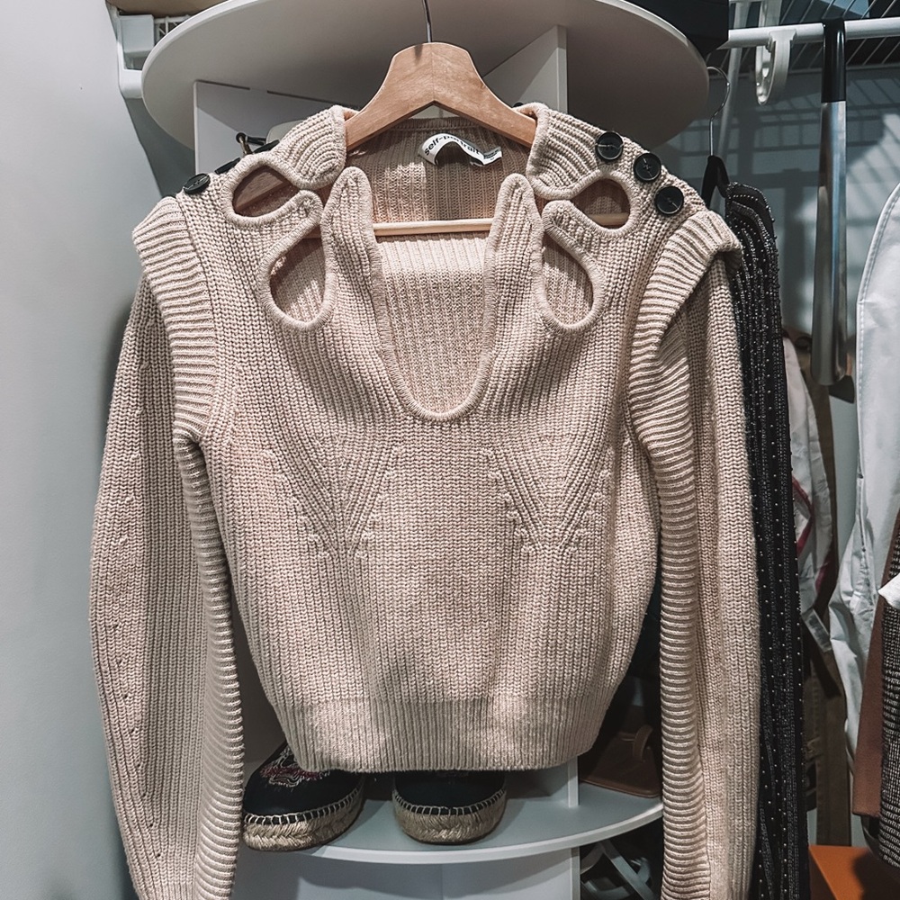 Self-Portrait Cream Cowl Neck Sweater